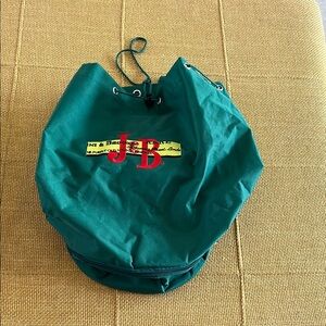Green Duffel Bag with Durable Nylon and Drawstring Closure